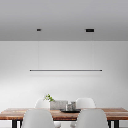 DecorBites™ Sleek LED Pendant Lamp for Kitchen Bar Island - Minimalist Thin Rod Design, Metal Construction, Black Finish
