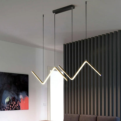DecorBites™ Contemporary Zigzag Pendant LED Light Fixture with Metal Suspension