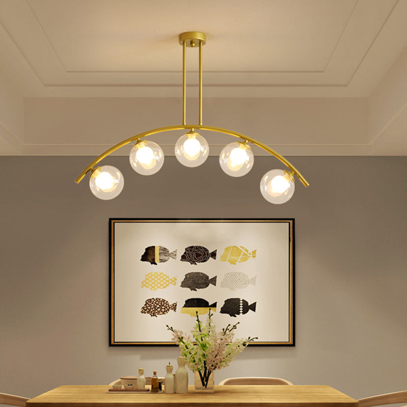 DecorBites™ Modern Gold Metal Pendant Lighting with Glass Spherical Shade - Ideal for Dining Table or Island Ceiling