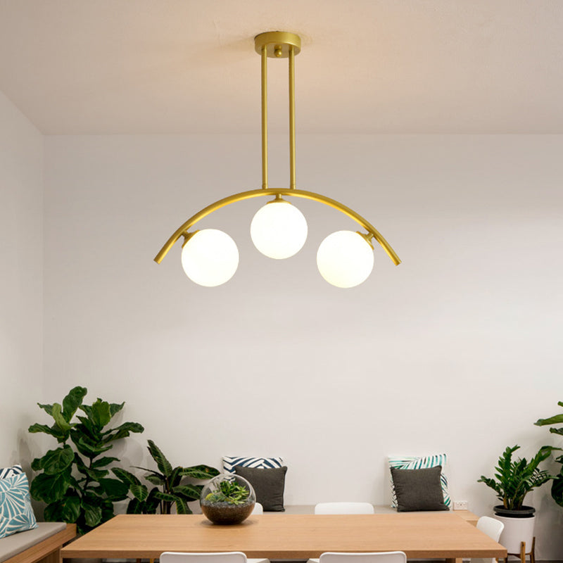 DecorBites™ Modern Gold Metal Pendant Lighting with Glass Spherical Shade - Ideal for Dining Table or Island Ceiling