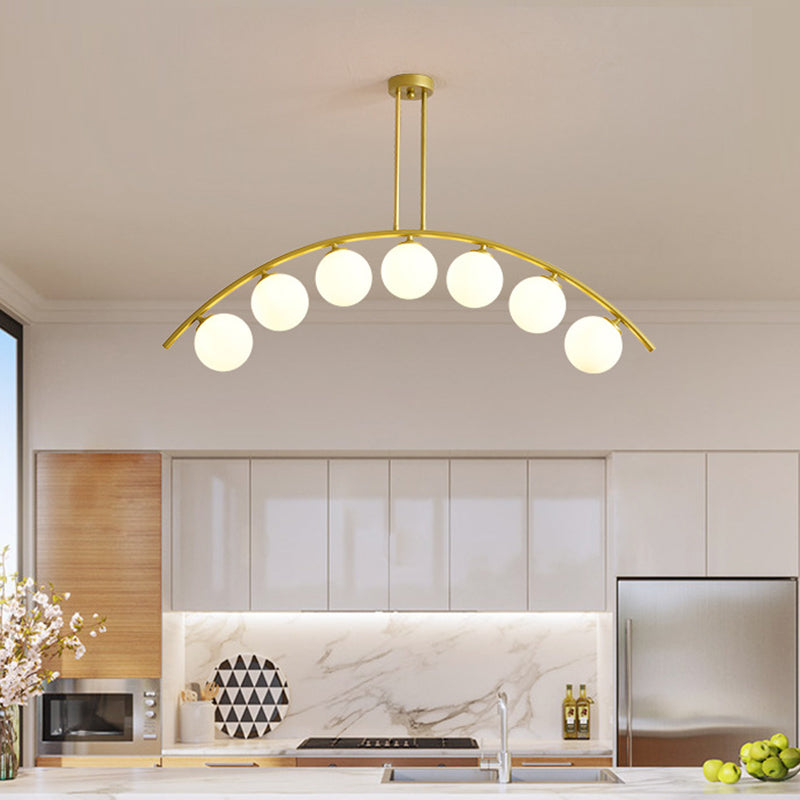 DecorBites™ Modern Gold Metal Pendant Lighting with Glass Spherical Shade - Ideal for Dining Table or Island Ceiling