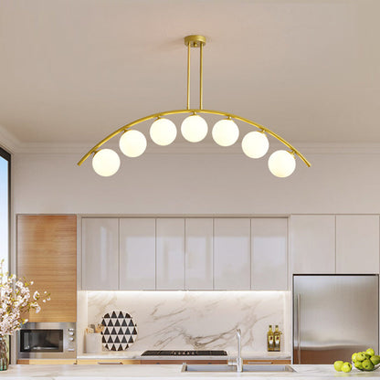 DecorBites™ Modern Gold Metal Pendant Lighting with Glass Spherical Shade - Ideal for Dining Table or Island Ceiling