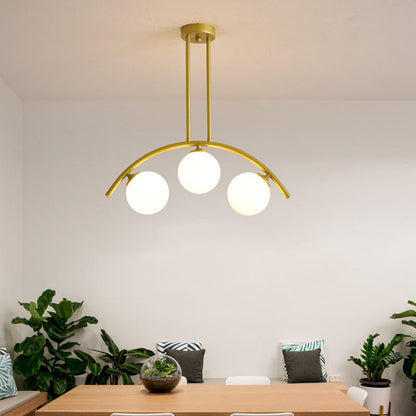 DecorBites™ Modern Gold Metal Pendant Lighting with Glass Spherical Shade - Ideal for Dining Table or Island Ceiling