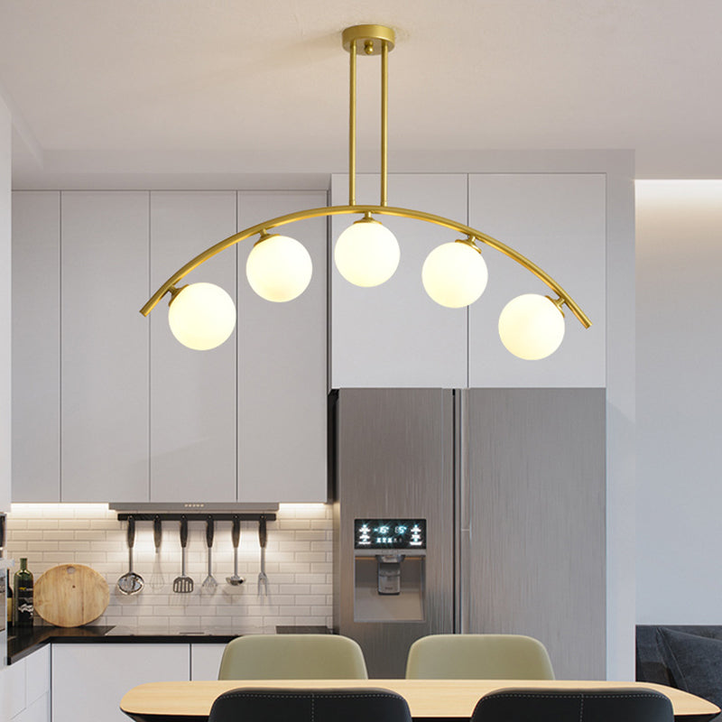DecorBites™ Modern Gold Metal Pendant Lighting with Glass Spherical Shade - Ideal for Dining Table or Island Ceiling