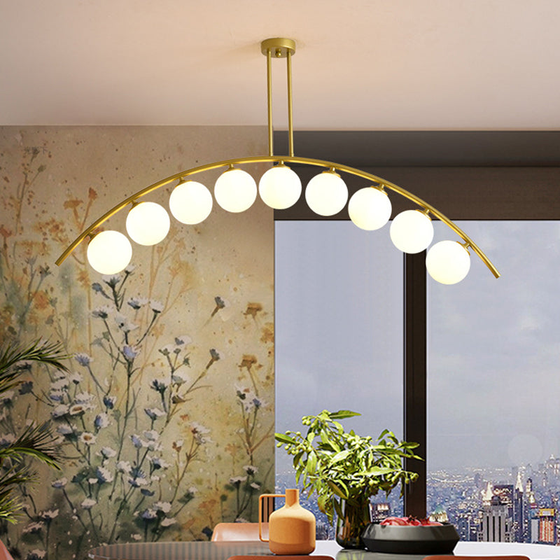 DecorBites™ Modern Gold Metal Pendant Lighting with Glass Spherical Shade - Ideal for Dining Table or Island Ceiling