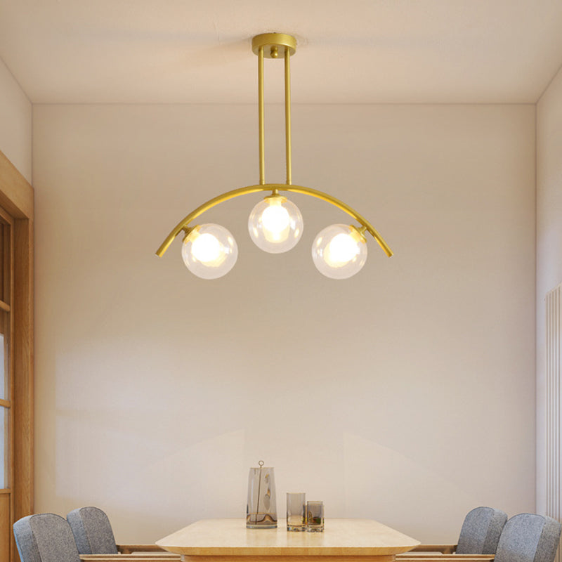 DecorBites™ Modern Gold Metal Pendant Lighting with Glass Spherical Shade - Ideal for Dining Table or Island Ceiling