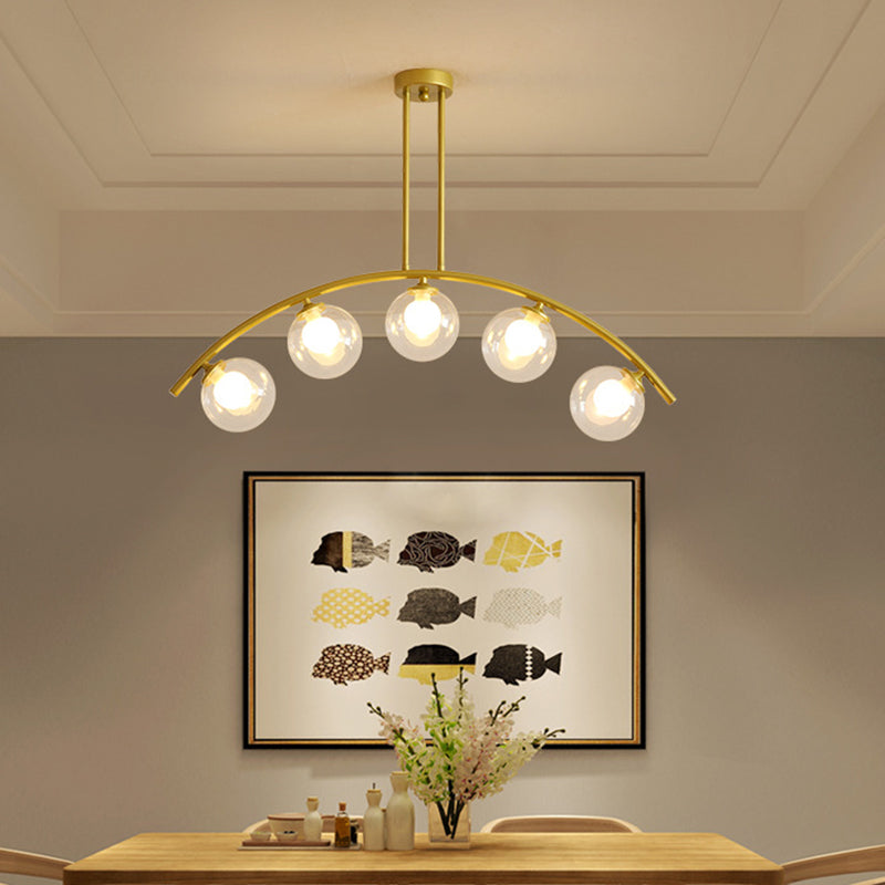 DecorBites™ Modern Gold Metal Pendant Lighting with Glass Spherical Shade - Ideal for Dining Table or Island Ceiling