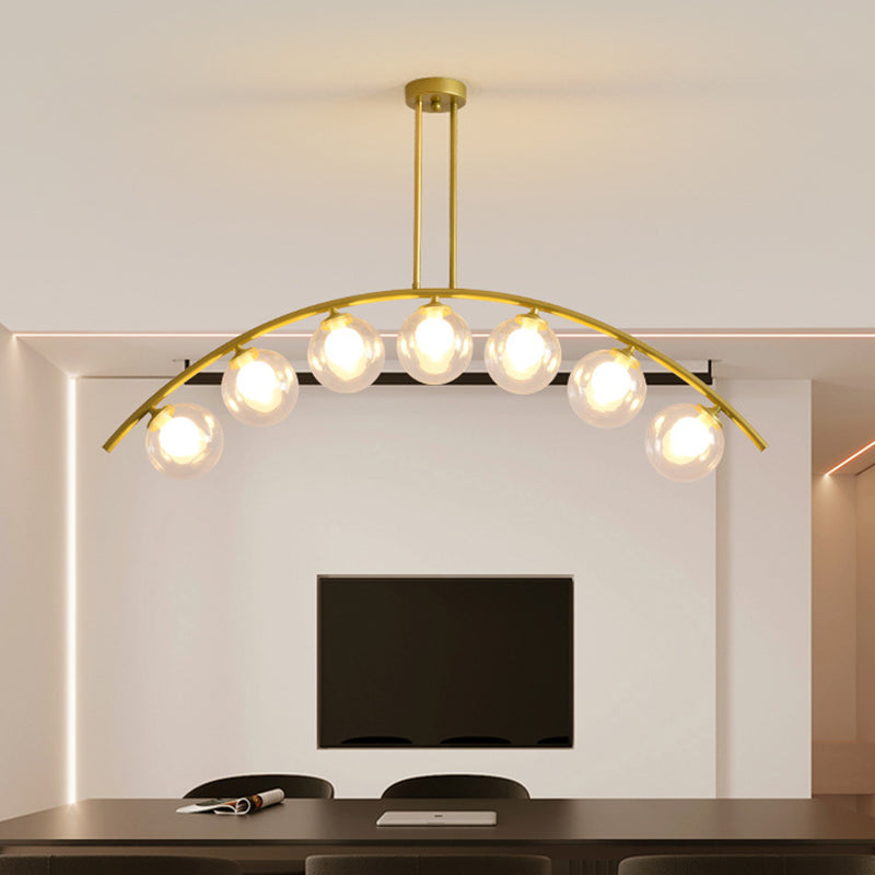 DecorBites™ Modern Gold Metal Pendant Lighting with Glass Spherical Shade - Ideal for Dining Table or Island Ceiling