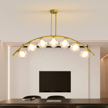 DecorBites™ Modern Gold Metal Pendant Lighting with Glass Spherical Shade - Ideal for Dining Table or Island Ceiling