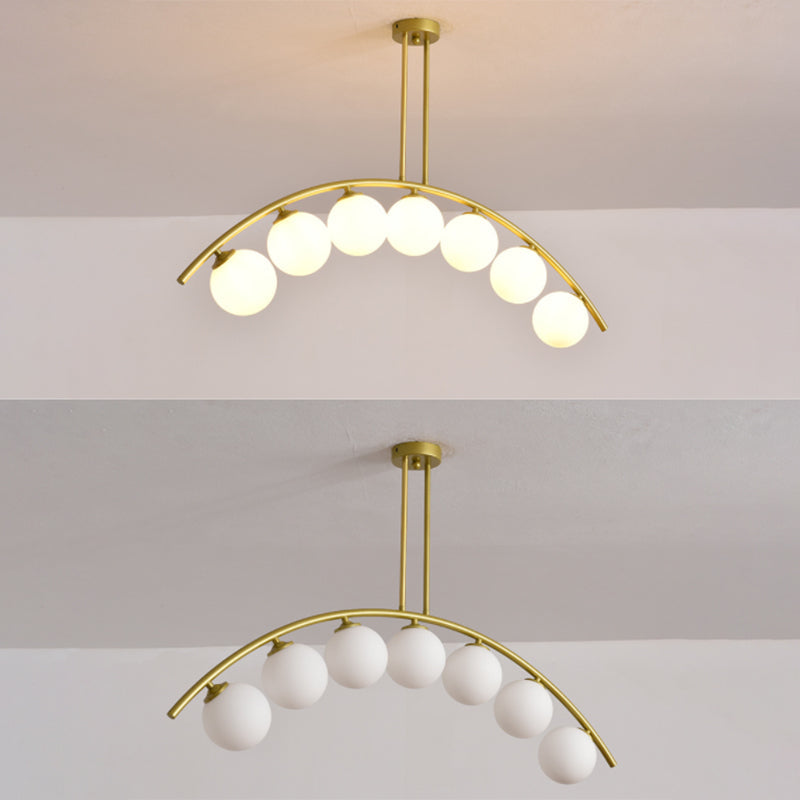 DecorBites™ Modern Gold Metal Pendant Lighting with Glass Spherical Shade - Ideal for Dining Table or Island Ceiling