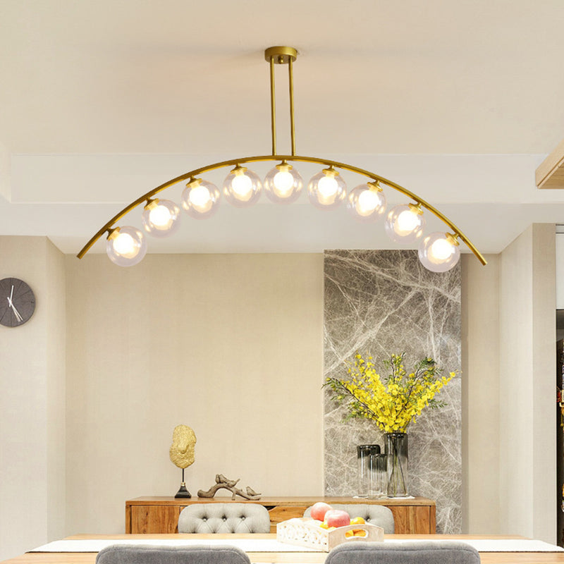 DecorBites™ Modern Gold Metal Pendant Lighting with Glass Spherical Shade - Ideal for Dining Table or Island Ceiling