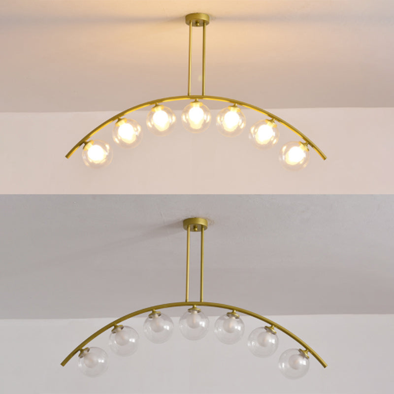 DecorBites™ Modern Gold Metal Pendant Lighting with Glass Spherical Shade - Ideal for Dining Table or Island Ceiling