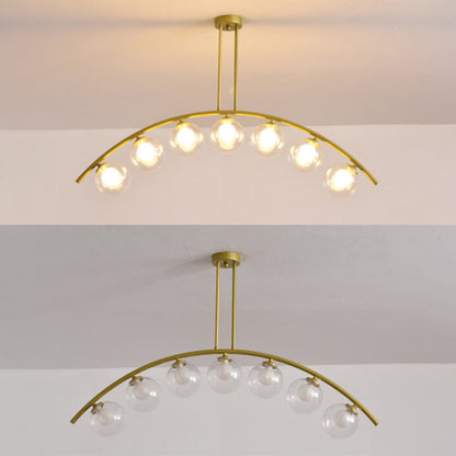 DecorBites™ Modern Gold Metal Pendant Lighting with Glass Spherical Shade - Ideal for Dining Table or Island Ceiling