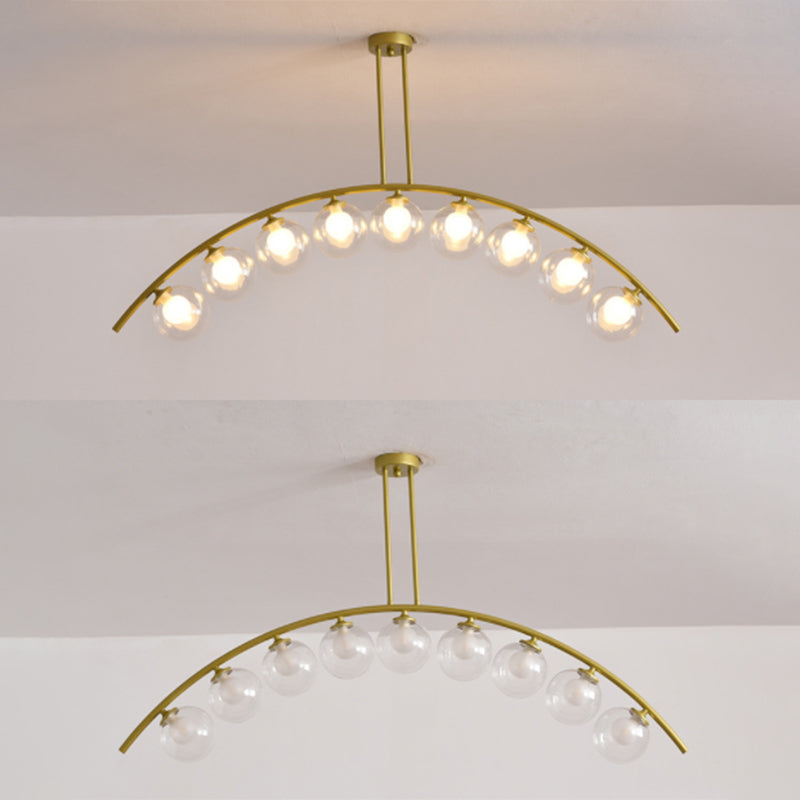 DecorBites™ Modern Gold Metal Pendant Lighting with Glass Spherical Shade - Ideal for Dining Table or Island Ceiling