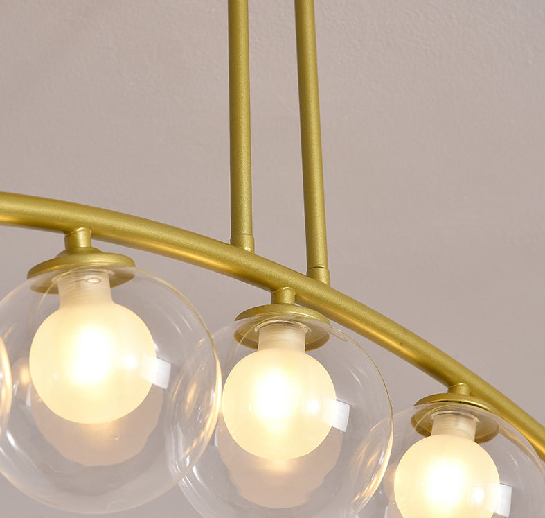 DecorBites™ Modern Gold Metal Pendant Lighting with Glass Spherical Shade - Ideal for Dining Table or Island Ceiling