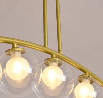 DecorBites™ Modern Gold Metal Pendant Lighting with Glass Spherical Shade - Ideal for Dining Table or Island Ceiling