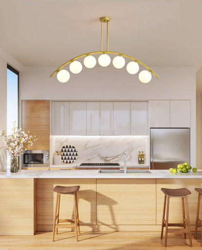 DecorBites™ Modern Gold Metal Pendant Lighting with Glass Spherical Shade - Ideal for Dining Table or Island Ceiling