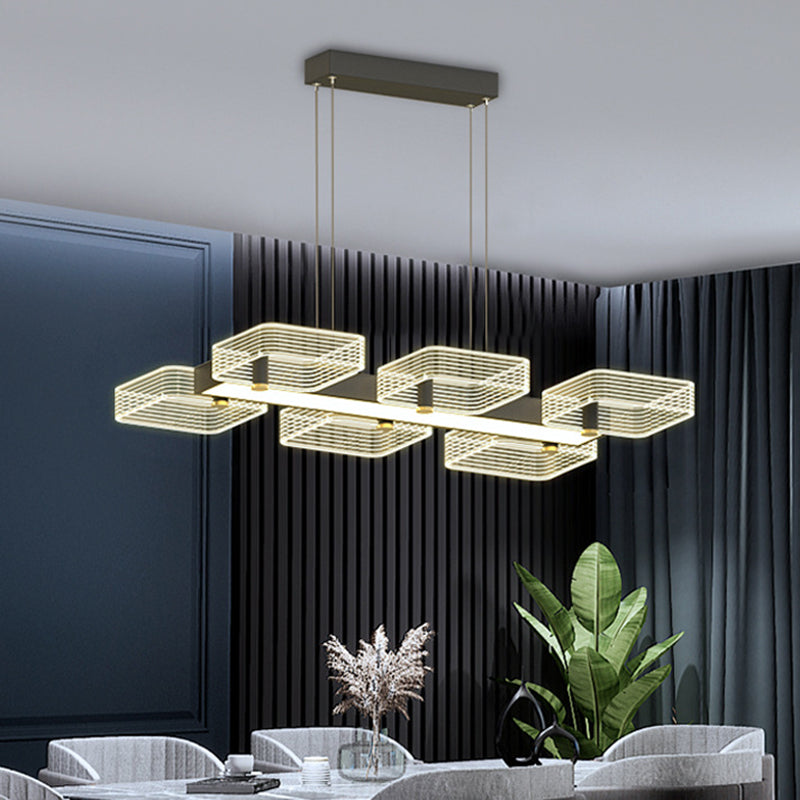 DecorBites™ Modern Black Squares Island Suspension Light for Acrylic Dining Room Fixture