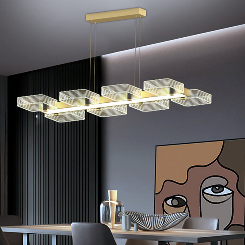 DecorBites™ Modern Black Squares Island Suspension Light for Acrylic Dining Room Fixture