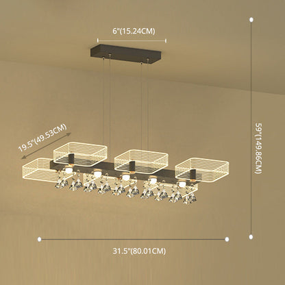 DecorBites™ Modern Black Squares Island Suspension Light for Acrylic Dining Room Fixture