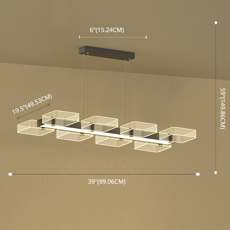 DecorBites™ Modern Black Squares Island Suspension Light for Acrylic Dining Room Fixture