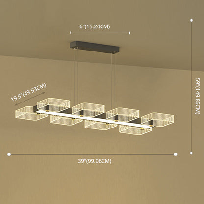 DecorBites™ Modern Black Squares Island Suspension Light for Acrylic Dining Room Fixture