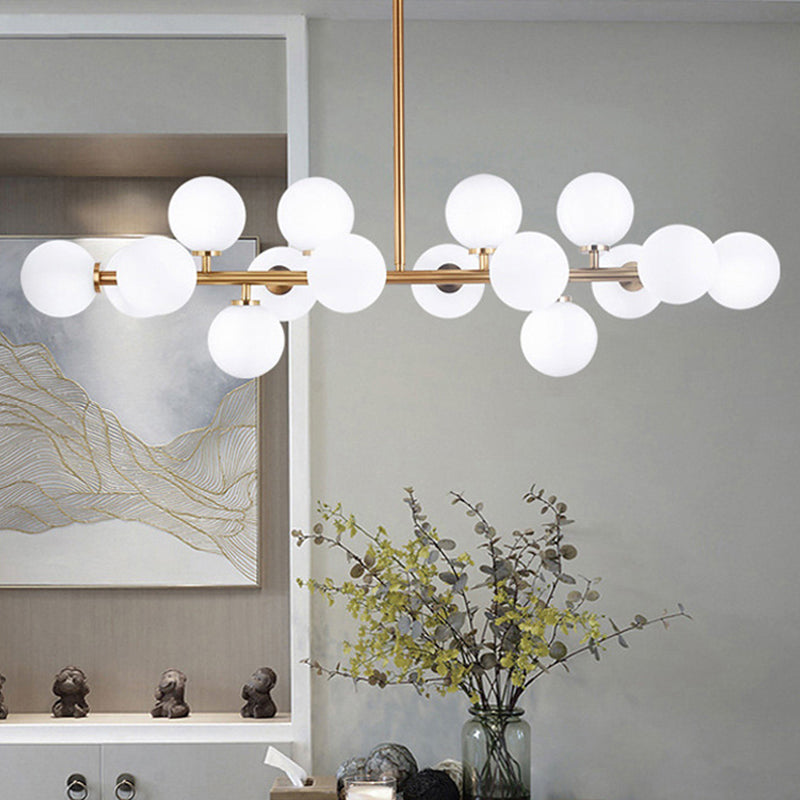 DecorBites™ Modern Gold Island Pendant Lighting with 16 Lights - Spherical Glass Ceiling Light for Living Room