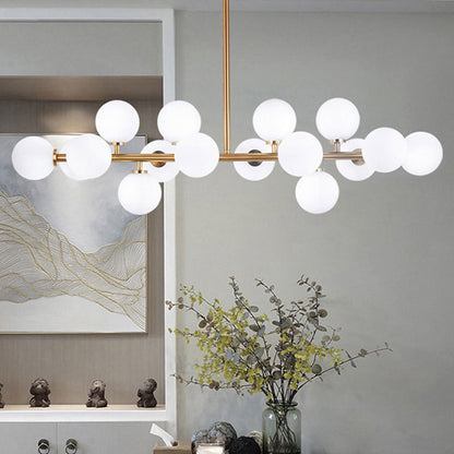 DecorBites™ Modern Gold Island Pendant Lighting with 16 Lights - Spherical Glass Ceiling Light for Living Room