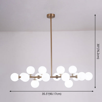 DecorBites™ Modern Gold Island Pendant Lighting with 16 Lights - Spherical Glass Ceiling Light for Living Room