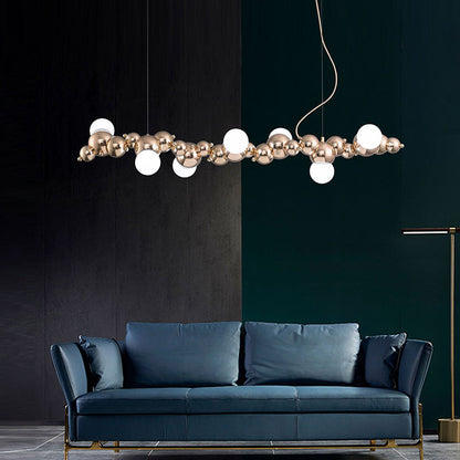 DecorBites™ Modern Gold Metal Pendant Lighting with Glass Spherical Shade - Ideal for Dining Table or Island Ceiling