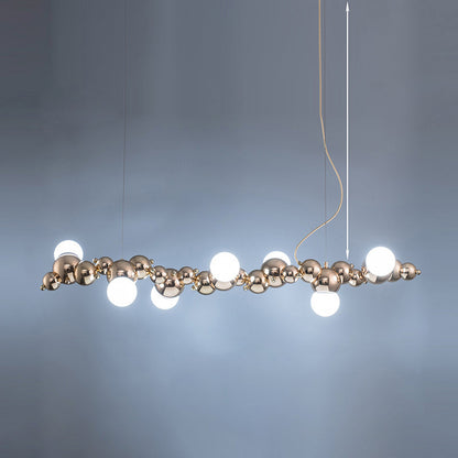 DecorBites™ Modern Gold Metal Pendant Lighting with Glass Spherical Shade - Ideal for Dining Table or Island Ceiling
