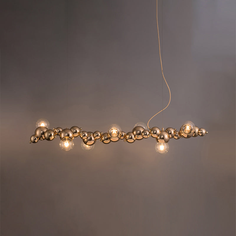 DecorBites™ Modern Gold Metal Pendant Lighting with Glass Spherical Shade - Ideal for Dining Table or Island Ceiling