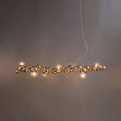 DecorBites™ Modern Gold Metal Pendant Lighting with Glass Spherical Shade - Ideal for Dining Table or Island Ceiling