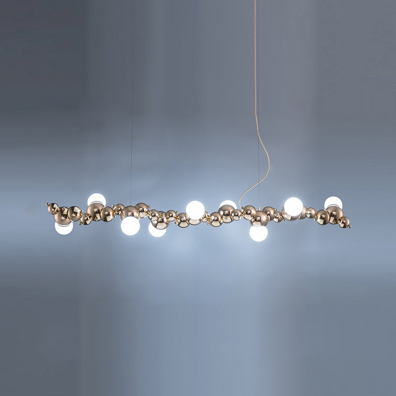 DecorBites™ Modern Gold Metal Pendant Lighting with Glass Spherical Shade - Ideal for Dining Table or Island Ceiling