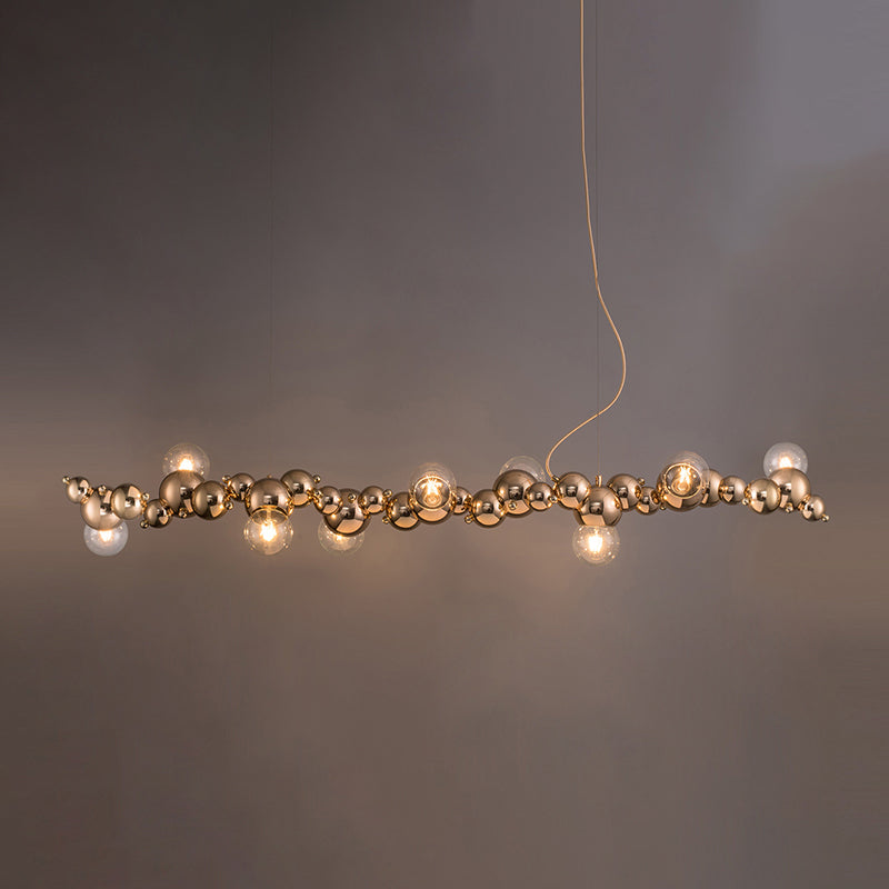 DecorBites™ Modern Gold Metal Pendant Lighting with Glass Spherical Shade - Ideal for Dining Table or Island Ceiling