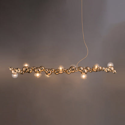 DecorBites™ Modern Gold Metal Pendant Lighting with Glass Spherical Shade - Ideal for Dining Table or Island Ceiling