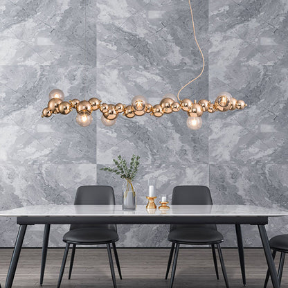 DecorBites™ Modern Gold Metal Pendant Lighting with Glass Spherical Shade - Ideal for Dining Table or Island Ceiling