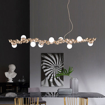 DecorBites™ Modern Gold Metal Pendant Lighting with Glass Spherical Shade - Ideal for Dining Table or Island Ceiling