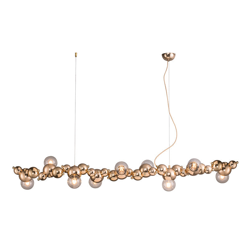DecorBites™ Modern Gold Metal Pendant Lighting with Glass Spherical Shade - Ideal for Dining Table or Island Ceiling
