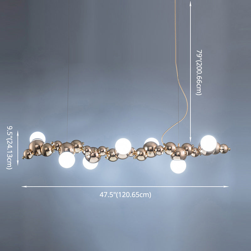 DecorBites™ Modern Gold Metal Pendant Lighting with Glass Spherical Shade - Ideal for Dining Table or Island Ceiling