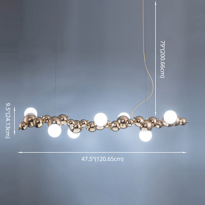 DecorBites™ Modern Gold Metal Pendant Lighting with Glass Spherical Shade - Ideal for Dining Table or Island Ceiling