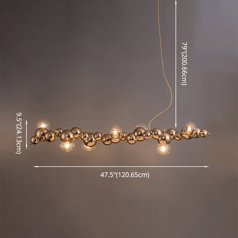DecorBites™ Modern Gold Metal Pendant Lighting with Glass Spherical Shade - Ideal for Dining Table or Island Ceiling