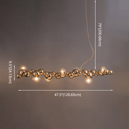 DecorBites™ Modern Gold Metal Pendant Lighting with Glass Spherical Shade - Ideal for Dining Table or Island Ceiling