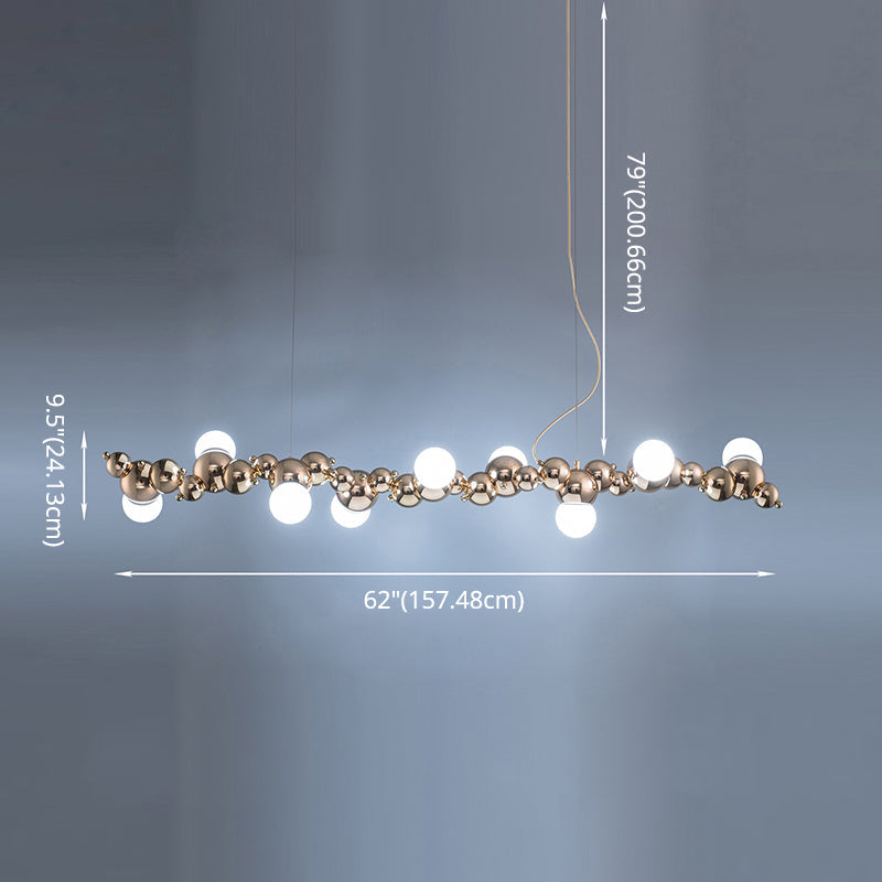 DecorBites™ Modern Gold Metal Pendant Lighting with Glass Spherical Shade - Ideal for Dining Table or Island Ceiling