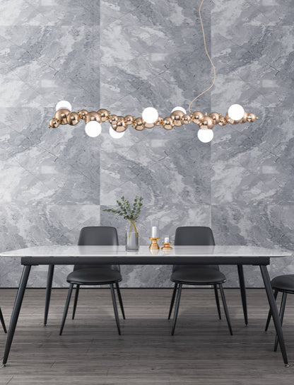 DecorBites™ Modern Gold Metal Pendant Lighting with Glass Spherical Shade - Ideal for Dining Table or Island Ceiling