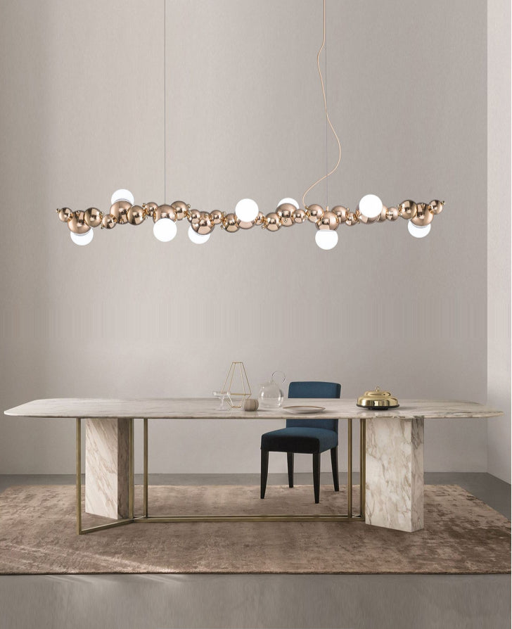 DecorBites™ Modern Gold Metal Pendant Lighting with Glass Spherical Shade - Ideal for Dining Table or Island Ceiling