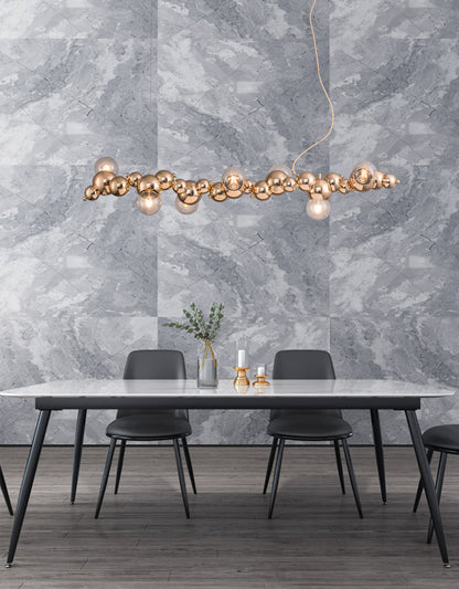 DecorBites™ Modern Gold Metal Pendant Lighting with Glass Spherical Shade - Ideal for Dining Table or Island Ceiling
