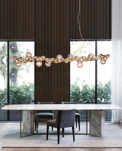 DecorBites™ Modern Gold Metal Pendant Lighting with Glass Spherical Shade - Ideal for Dining Table or Island Ceiling