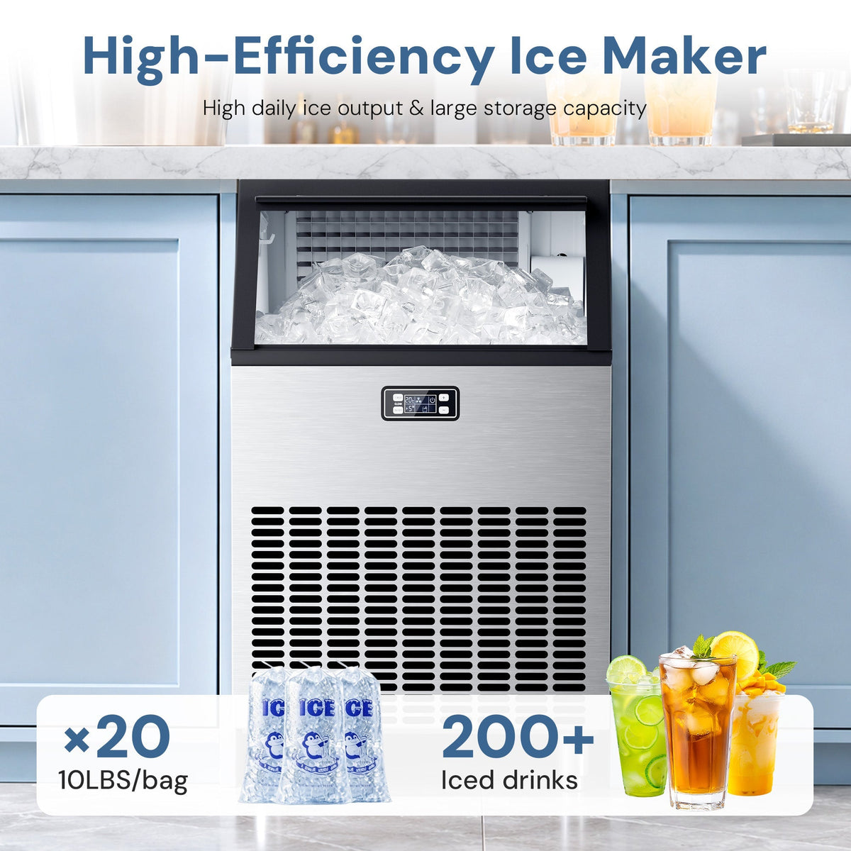 200LBS Freestanding Commercial Ice Maker Z5895