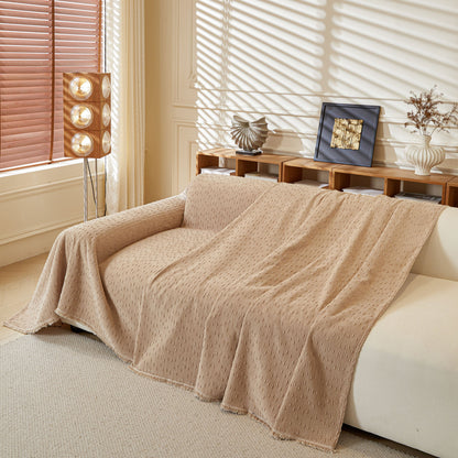 Textured Throw Blanket with 3D Dobby Weave, Minimalist Furniture Protector for Couch